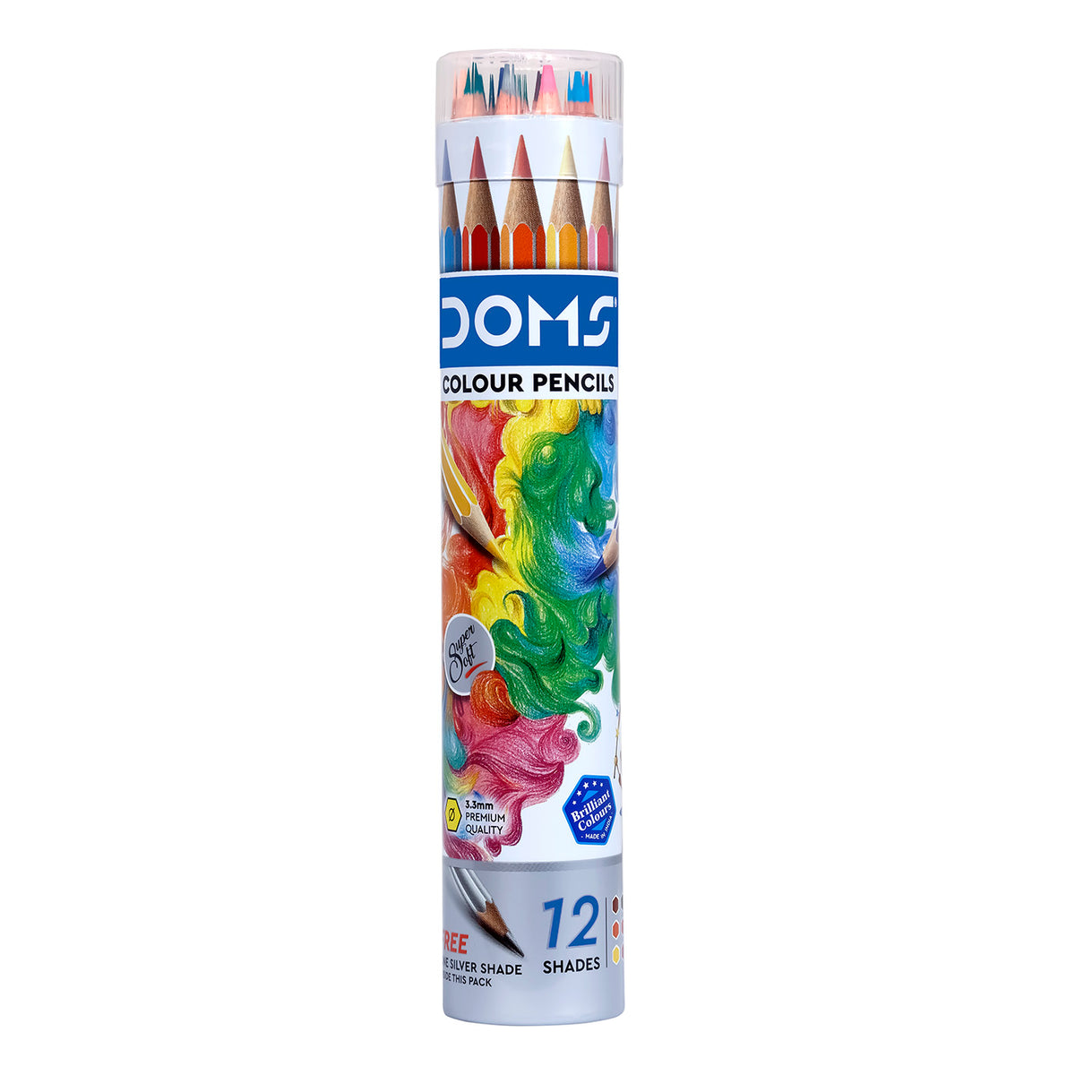 DOMS Colour Pencils - Round Tin Box 13 Shades