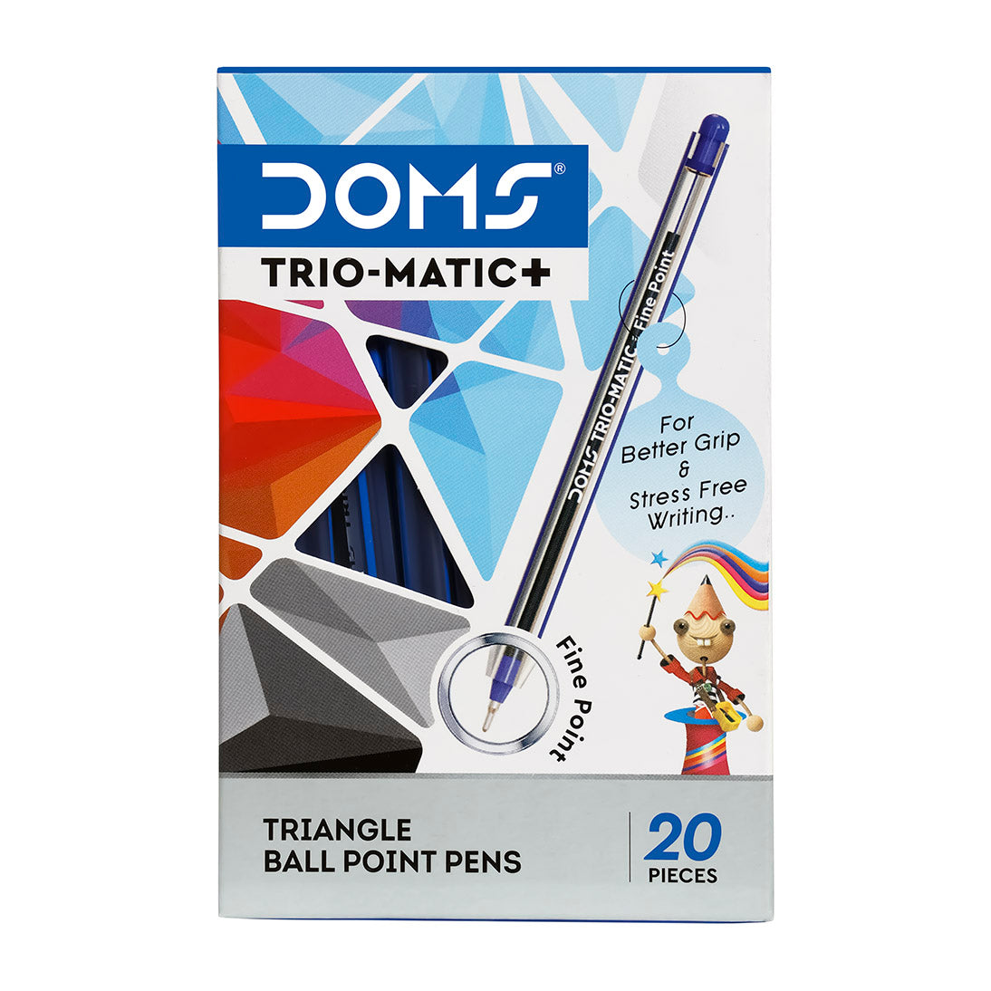 DOMS Trio-Matic DF Ball Pens 0.6mm Tip Box - 20 Pcs