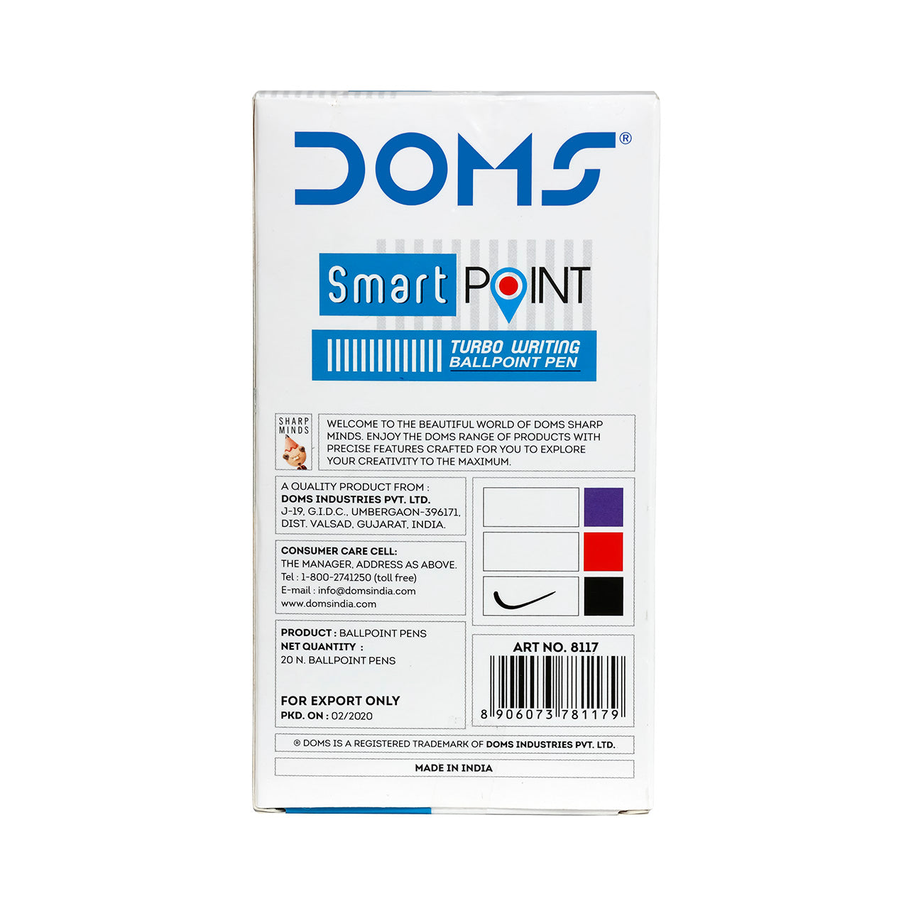DOMS Smart Point Ball Pens Box 20 Pcs