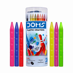DOMS Plastic Crayons Tin Pack 28 Shades